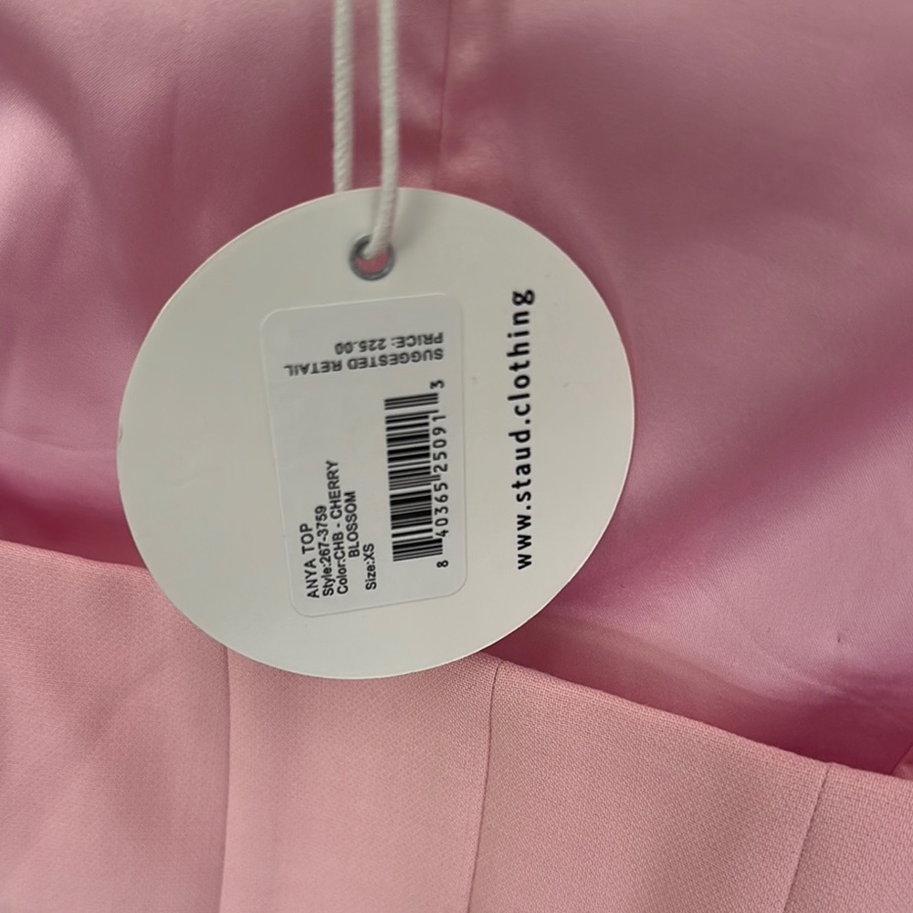 STAUD Pink Fitted Crop Blouse